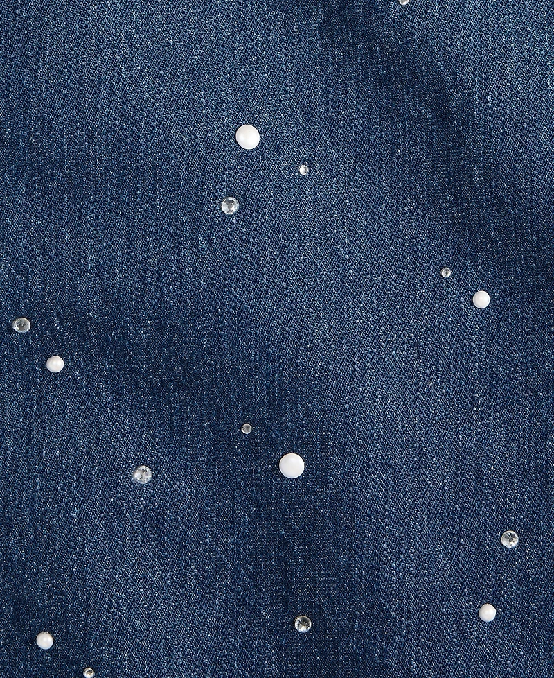 On 34th Women's Midnight-Wash Embellished Wide-Leg Jeans, Macy's Exclusive