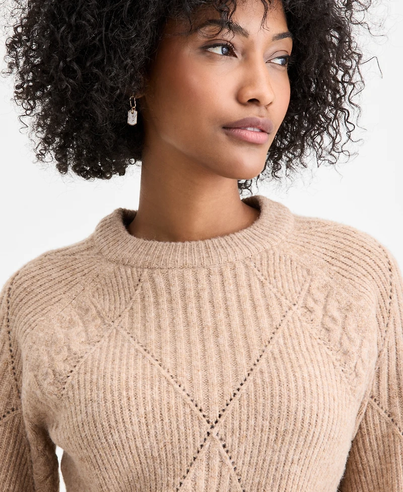 On 34th Women's Mixed-Argyle Crewneck Sweater, Macy's Exclusive