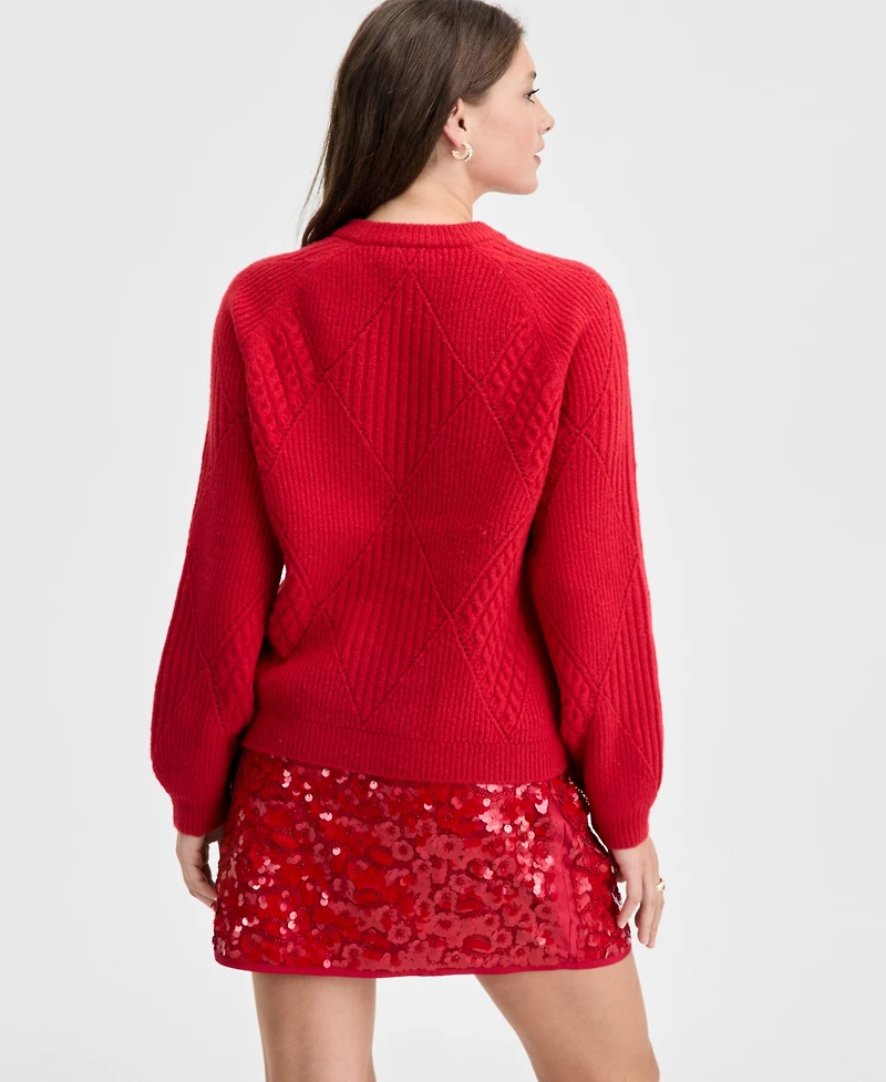 On 34th Women's Mixed-Argyle Crewneck Sweater, Macy's Exclusive