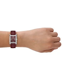 Michael Kors Women's Essex Three-Hand Red Leather Watch, 26x36mm