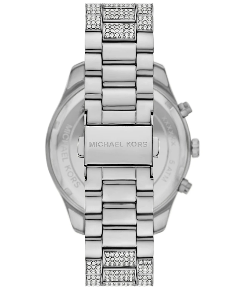 Michael Kors Women's Lexington Chronograph Silver-Tone Stainless Steel Watch, 42mm