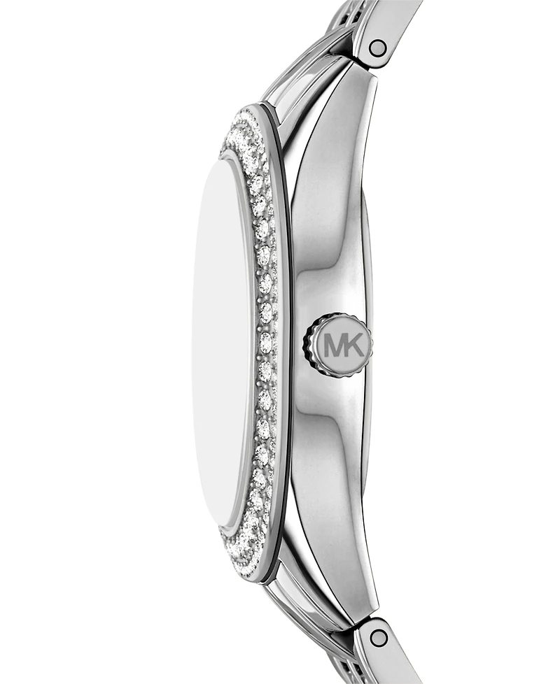 Michael Kors Women's Harlowe Three-Hand Silver-Tone Stainless Steel Watch Set, 33mm