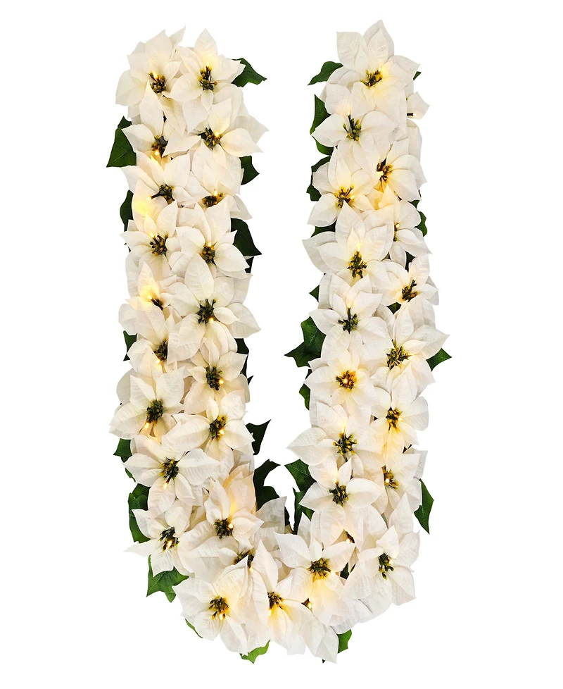 Puleo 12" Pre-Lit Artificial Poinsettia Garland