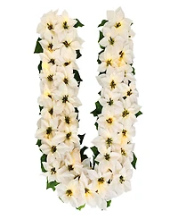 Puleo 12" Pre-Lit Artificial Poinsettia Garland