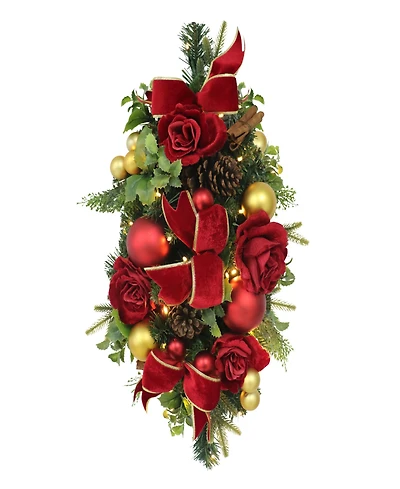 Puleo 28" Artificial Pre-Lit Adorned Banister Swag