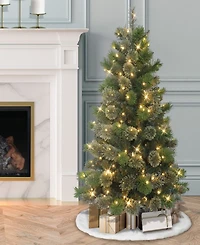 Puleo 4.5' Pre-Lit Artificial Oklahoma Pine Tree