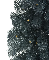 Puleo 4' Pre-Lit Black Tinsel Artificial Whimsical Halloween Tree