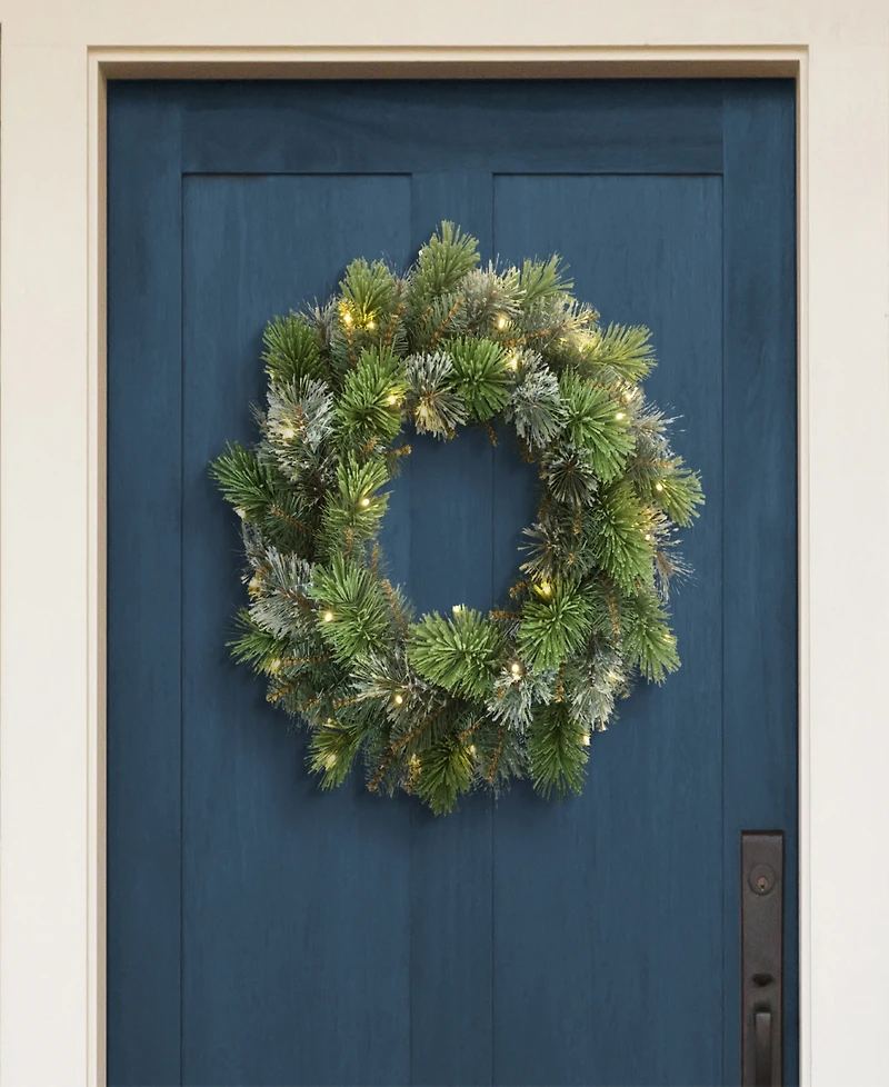 Puleo 24" Pre-Lit Artificial Oklahoma Pine Wreath with Led Lights