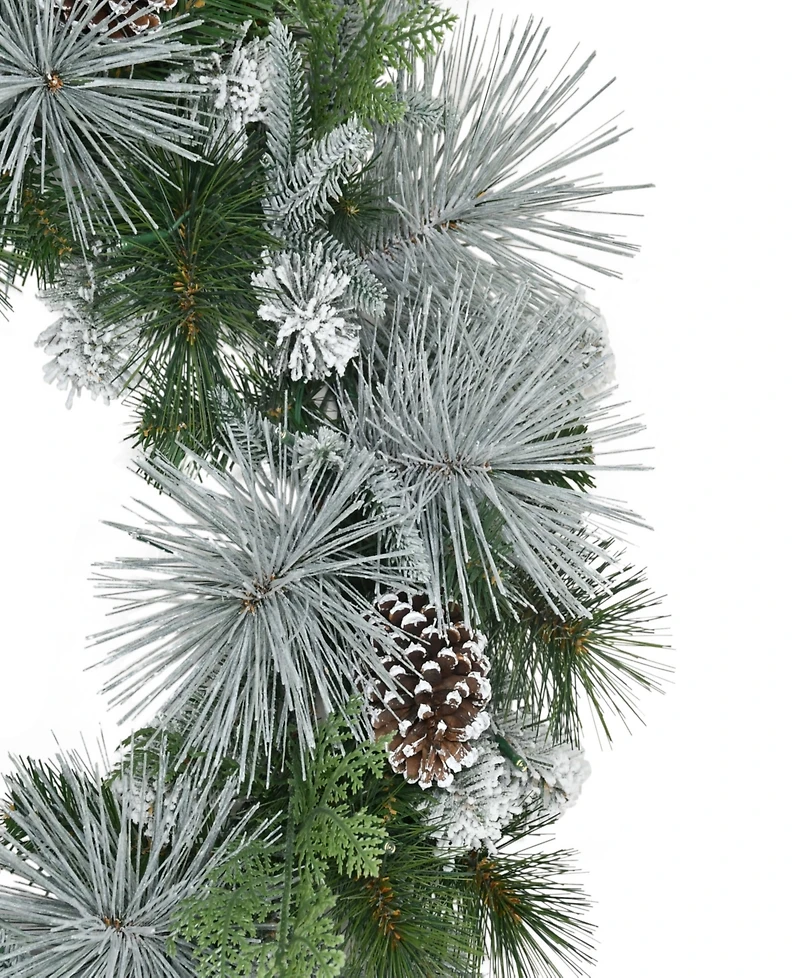Puleo 24" Pre-Lit Artificial Flocked Wreath