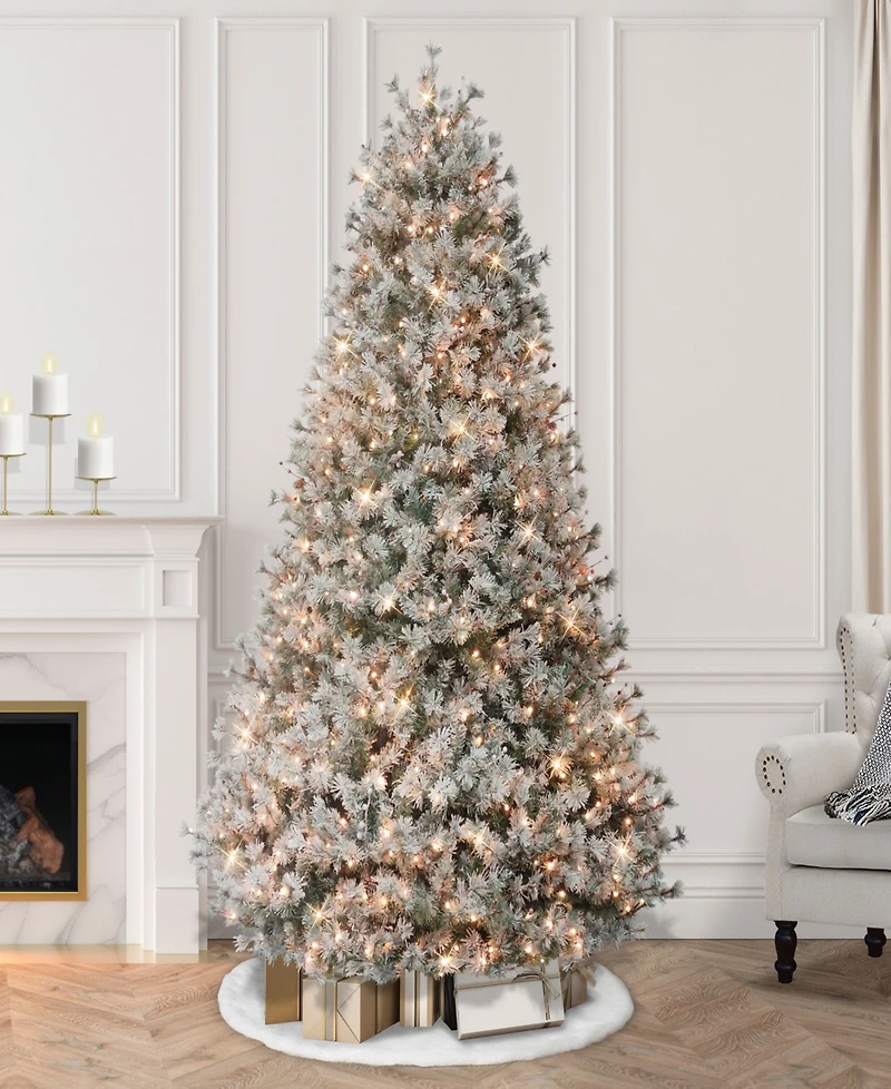 Puleo 7.5' Pre-Lit Flocked Idaho Spruce Artificial Christmas Tree