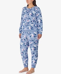 Ellen Tracy Plus 2-Piece Long Sleeve Top and Pants Pajama Set