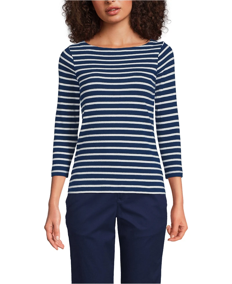 Lands' End Women's Mariner Jersey Boatneck Top