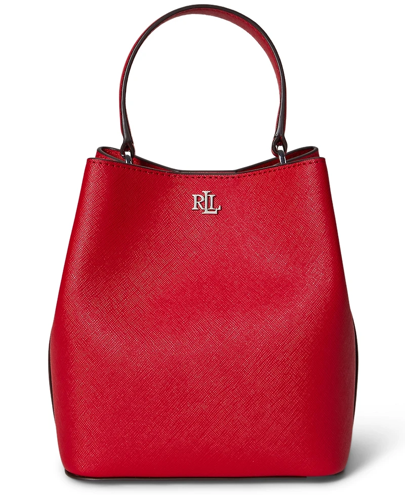 Lauren Ralph Lauren Crosshatch Leather Small Reese Bucket Bag