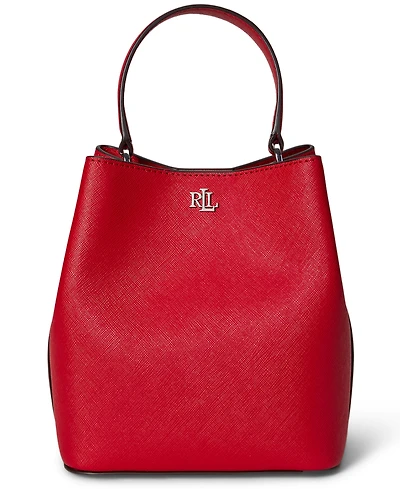 Lauren Ralph Lauren Crosshatch Leather Small Reese Bucket Bag