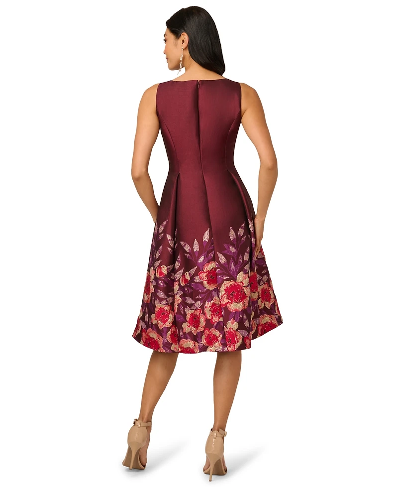 Adrianna Papell Women's Notch Scoop Neck Midi Dress