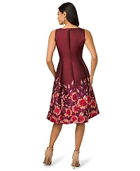 Adrianna Papell Women's Notch Scoop Neck Midi Dress