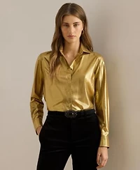 Lauren Ralph Lauren Womens Classic Fit Metallic Chiffon Shirt P Xs Xxl