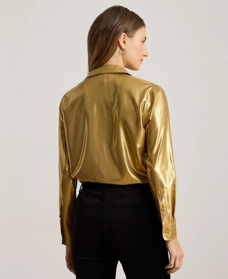 Lauren Ralph Women's Classic Fit Metallic Chiffon Shirt