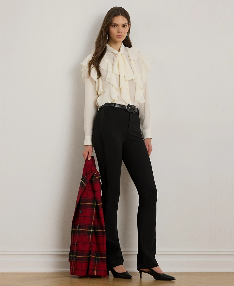 Lauren Ralph Women's Ruffle Detail Tie-Neck Blouse
