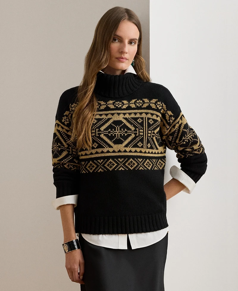Lauren Ralph Women's Fair Isle Turtle Neck Sweater