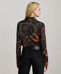 Lauren Ralph Lauren Women's Classic Fit Belting-Print Satin Shirt