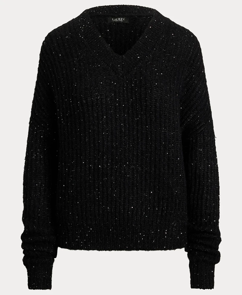 Lauren Ralph Lauren Women's Sequin Detail V-Neck Sweater