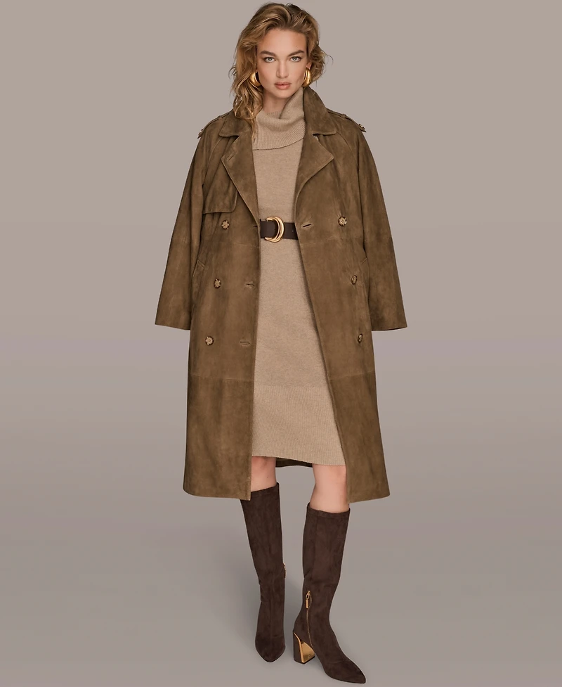 Donna Karan New York Women's Double Breasted Belted Trench Coat