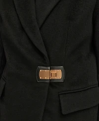 Donna Karan New York Women's Buttoned Notch Collared Coat