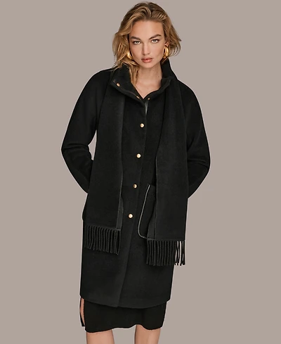 Donna Karan New York Women's Snap Button Scarf Coat