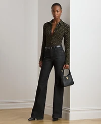 Lauren Ralph Lauren Women's Slim Fit Chain-Print Shirt