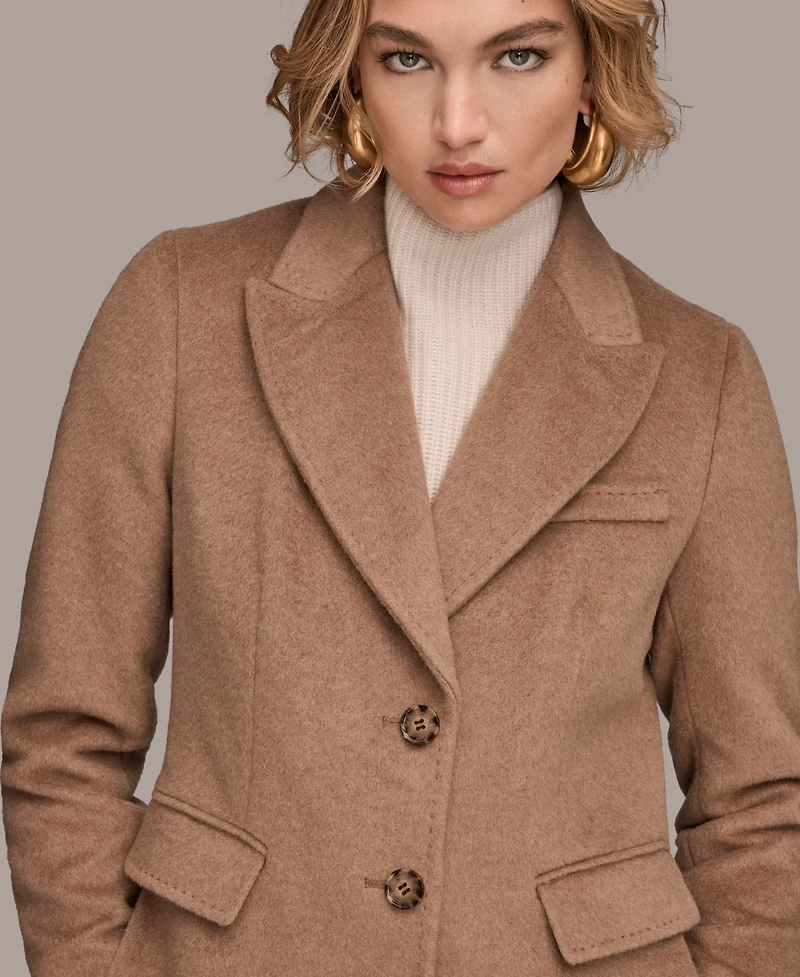 Donna Karan New York Women's Single-Breasted Stitch Trimmed Coat