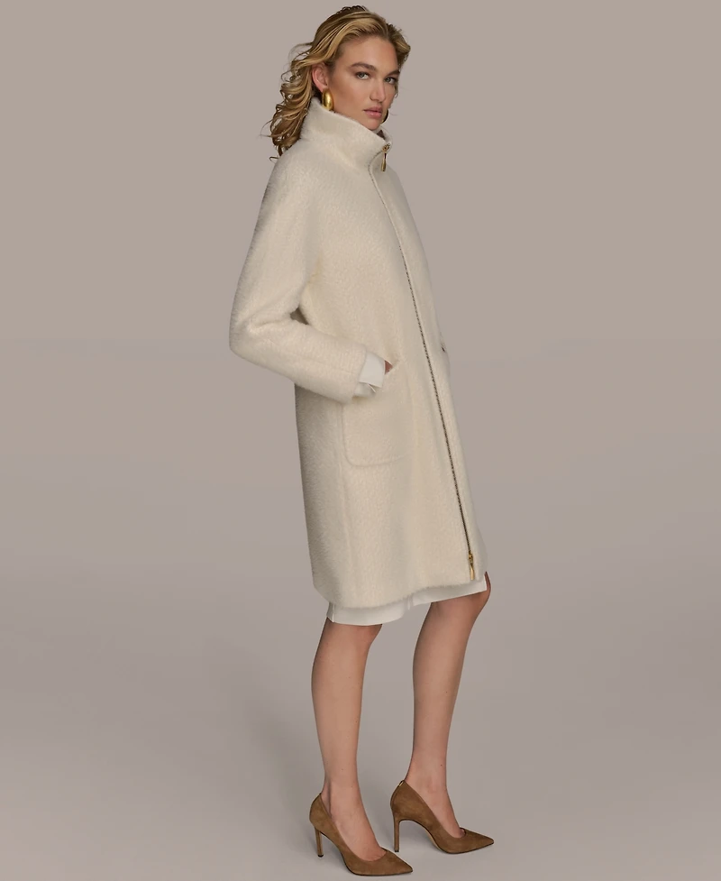 Donna Karan New York Women's Zip Front High Collared Coat