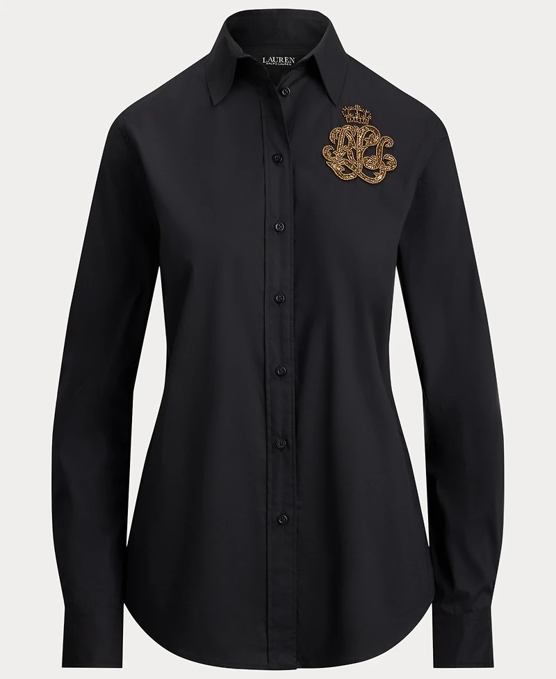 Lauren Ralph Women's Logo Detail Point Collar Shirt