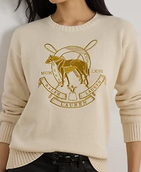 Lauren Ralph Women's Embroidered Crewneck Knit Sweater