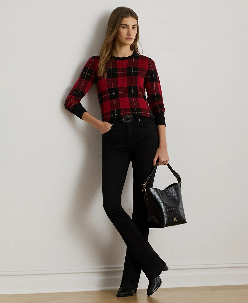 Lauren Ralph Lauren Women's Plaid Long Sleeve Sweater