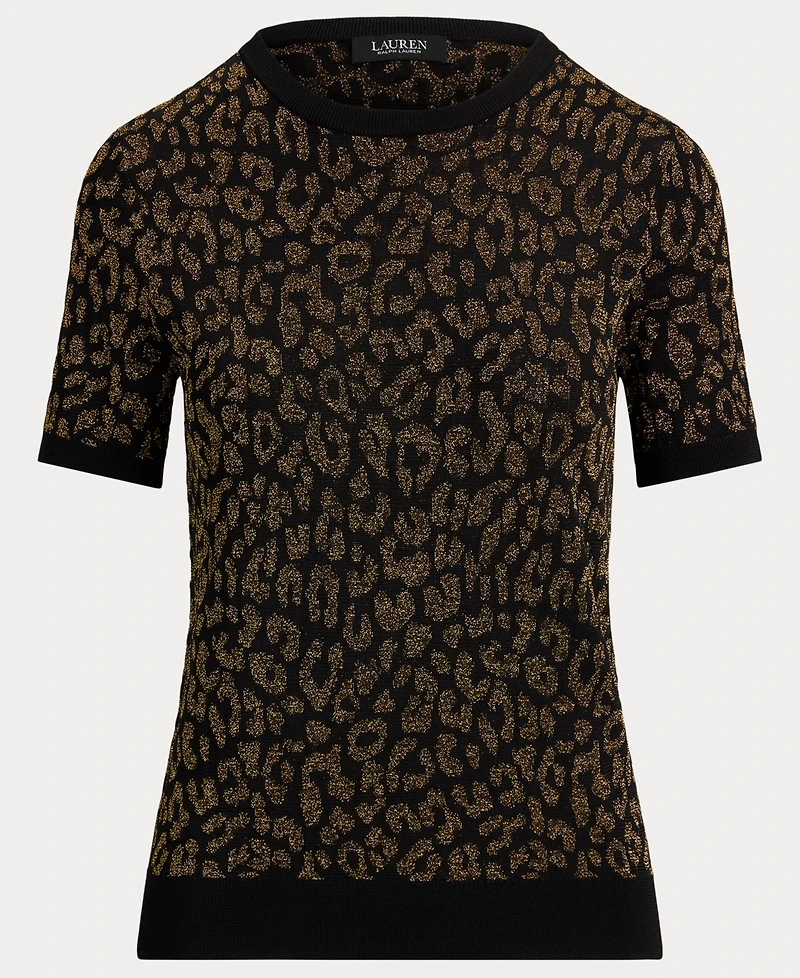 Lauren Ralph Women's Ocelot Short Sleeve Sweater
