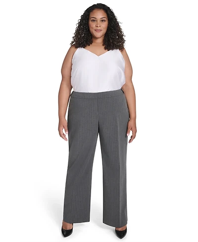 Calvin Klein Plus Pinstriped Mid Rise Pants