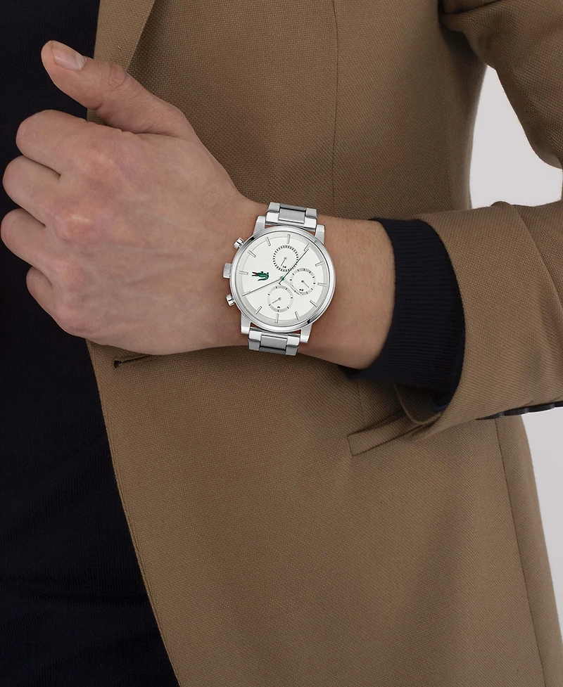 Lacoste Men's Replay Silver Tone Stainless Steel Bracelet Watch, 44mm
