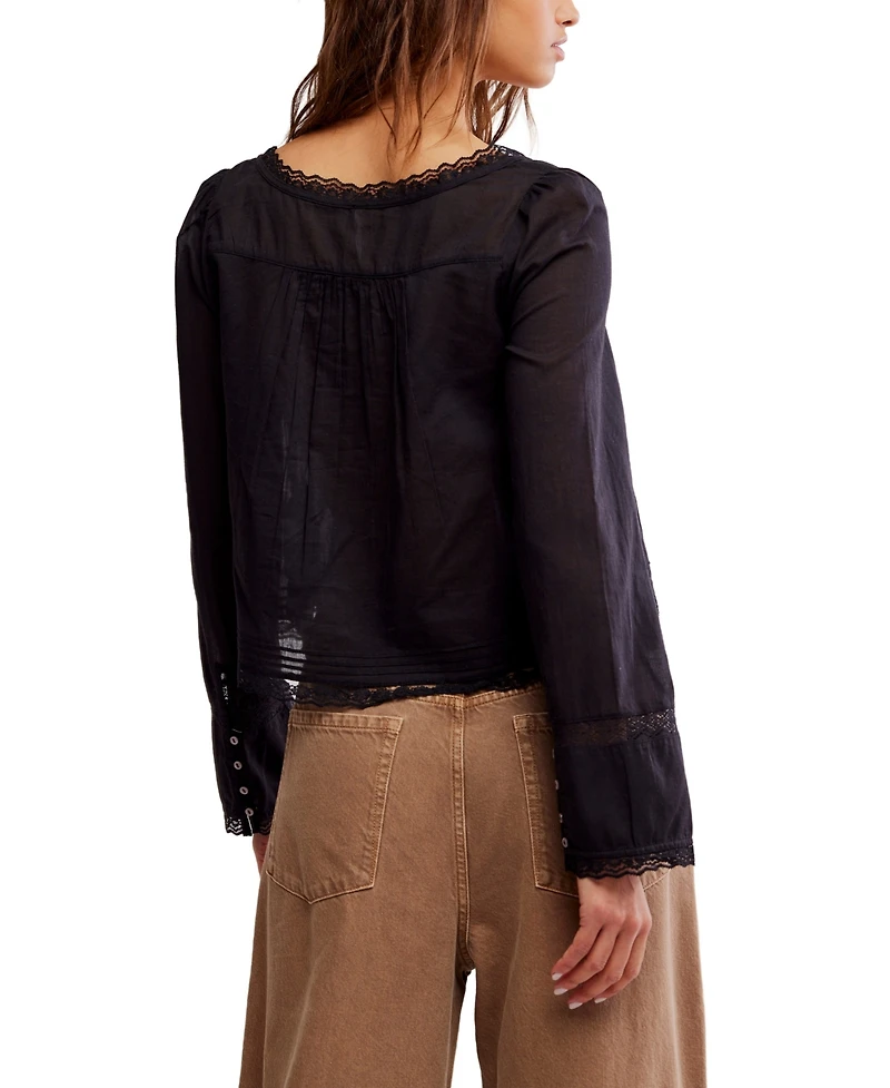 Free People Women's Embroidered Lace Shirt