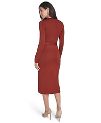 Jessica Howard Women's Long Sleeve Belted Midi Dress