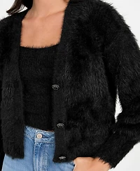 Guess Women's Keyla Rhinestone-Button Cardigan Sweater