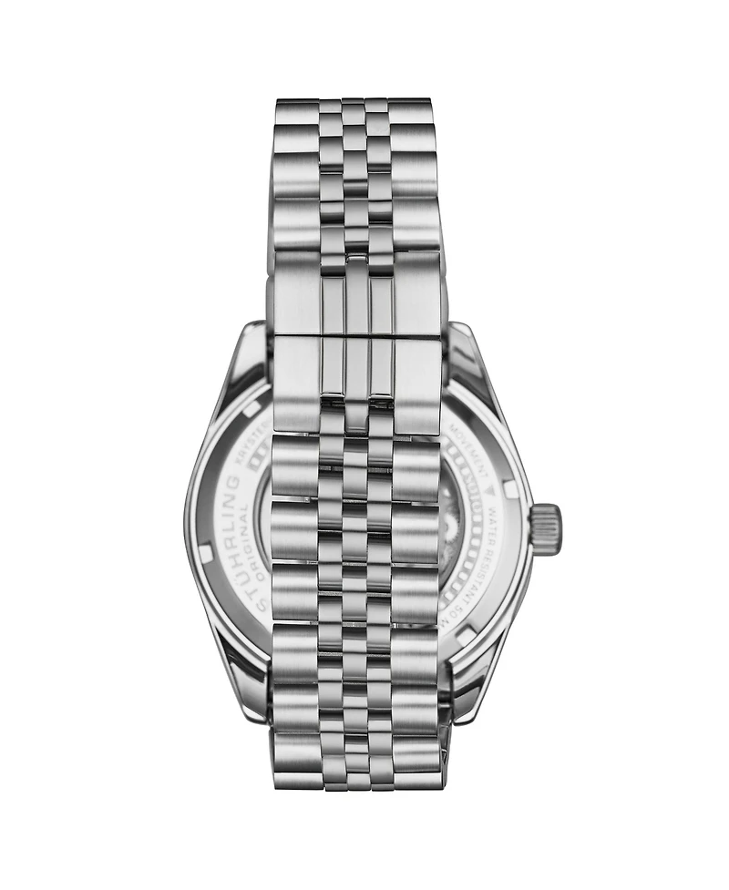 Stuhrling Datemaster Ii Men's Swiss Automatic 42mm Stainless Steel Watch, Green Dial, Fluted Bezel, Day & Date, 100M Water Resistant