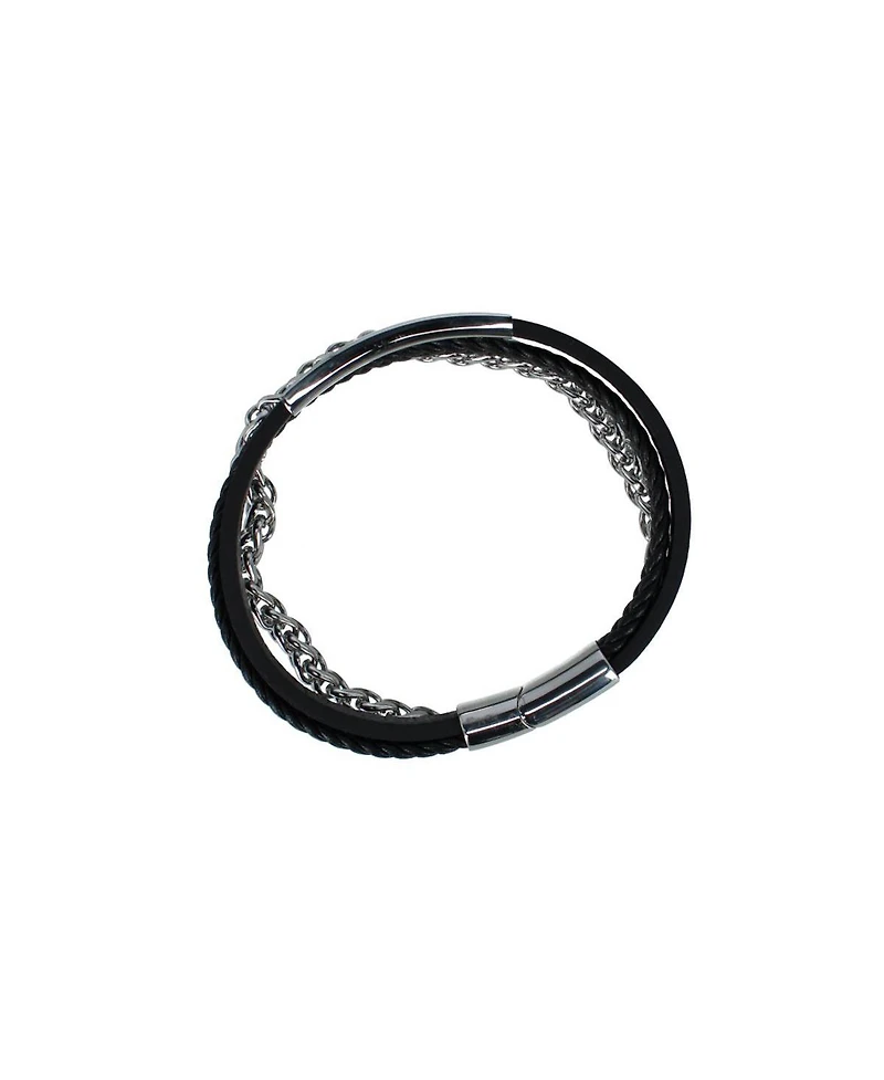 Trafalgar Zaid Metal and Leather Triple Strand Secure Clasp Bracelet