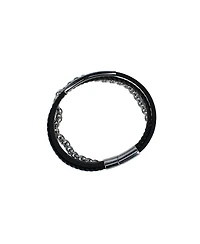 Trafalgar Zaid Metal and Leather Triple Strand Secure Clasp Bracelet