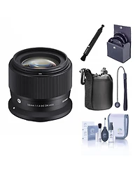 Sigma 56mm f/1.4 Dc Dn Contemporary Lens for Canon Rf,Bundle with Neoprene Lens Pouch, 55mm Filter Kit, Lens Cap Tether and Cleaning Kit