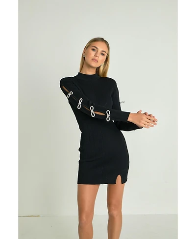 endless rose Women's Rhinestone Bow Knit Dress