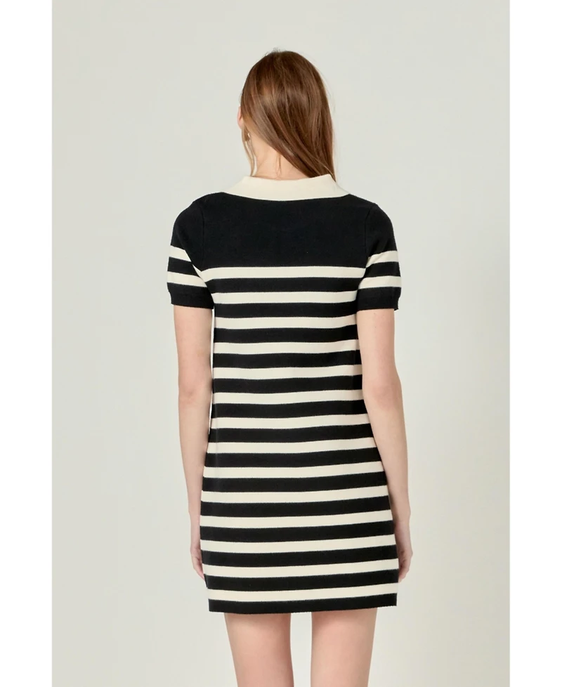 English Factory Women's Stripe Collar Mini Dress