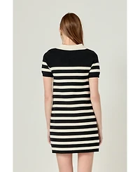 English Factory Women's Stripe Collar Mini Dress