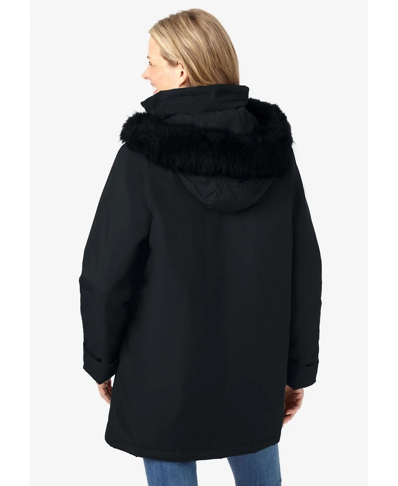 Woman Within Plus Faux Fur Down Parka Coat