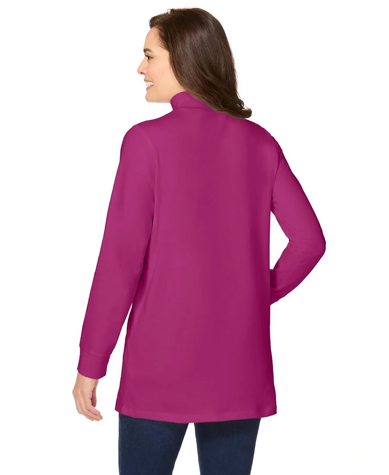 Woman Within Women's Perfect Long-Sleeve Mockneck Tee